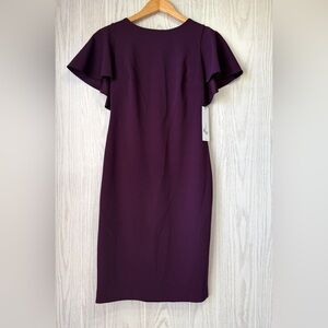 Calvin Klein Plum Flutter Sleeve Sheath Dress Size 4 NWT